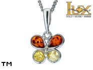 Jewellery SILVER sterling pendant.  Stone: amber. Butterfly. TAG: animals; name: P-965; weight: 1.4g.