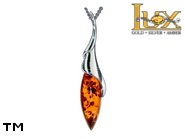 Jewellery SILVER sterling pendant.  Stone: amber. TAG: ; name: P-973; weight: 3.4g.