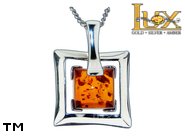 Jewellery SILVER sterling pendant.  Stone: amber. TAG: modern; name: P-988; weight: 3g.