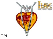 Jewellery SILVER sterling pendant.  Stone: amber. TAG: hearts; name: P-994-1; weight: 2.1g.