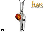 Jewellery SILVER sterling pendant.  Stone: amber. Whistle. TAG: modern, signs; name: P-A86; weight: 4.3g.