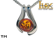 Jewellery SILVER sterling pendant.  Stone: amber. TAG: modern; name: P-D26; weight: 1.6g.