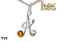 Jewellery SILVER sterling pendant.  Stone: amber. Letter -A-. TAG: signs; name: P-E45-A; weight: 0.8g.