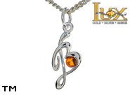 Jewellery SILVER sterling pendant.  Stone: amber. Letter -B-. TAG: signs; name: P-E45-B; weight: 0.8g.