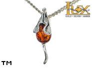 Jewellery SILVER sterling pendant.  Stone: amber. Mouse. TAG: animals; name: P-E81; weight: 1.1g.