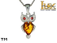 Jewellery SILVER sterling pendant.  Stone: amber. TAG: nature, animals; name: P-H11; weight: 1.4g.