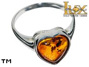 Jewellery SILVER sterling ring.  Stone: amber. TAG: hearts; name: R-064; weight: 2.4g.