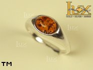 Jewellery SILVER sterling ring.  Stone: amber. TAG: ; name: R-065-2; weight: 3.1g.