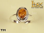 Jewellery SILVER sterling ring.  Stone: amber. TAG: ; name: R-125-2; weight: 2.2g.