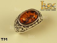 Jewellery SILVER sterling ring.  Stone: amber. TAG: ; name: R-189; weight: 4.2g.