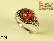 Jewellery SILVER sterling ring.  Stone: amber. TAG: ; name: R-215; weight: 3g.