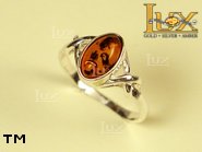 Jewellery SILVER sterling ring.  Stone: amber. TAG: hearts; name: R-349; weight: 2.4g.