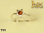 Jewellery SILVER sterling ring.  Stone: amber. TAG: stars, signs; name: R-390; weight: 1g.