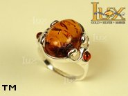 Jewellery SILVER sterling ring.  Stone: amber. TAG: ; name: R-521; weight: 3.8g.