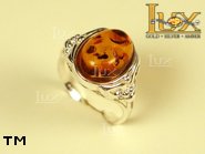 Jewellery SILVER sterling ring.  Stone: amber. TAG: ; name: R-605; weight: 3.7g.