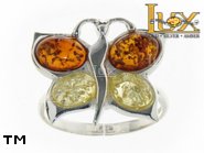 Jewellery SILVER sterling ring.  Stone: amber. Butterfly. TAG: animals; name: R-744-1; weight: 4.95g.