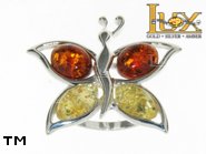 Jewellery SILVER sterling ring.  Stone: amber. Butterfly. TAG: animals; name: R-744-2; weight: 6.2g.