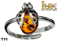 Jewellery SILVER sterling ring.  Stone: amber. TAG: animals; name: R-943J; weight: 1.9g.