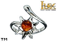 Jewellery SILVER sterling ring.  Stone: amber. TAG: nature, animals, stars; name: R-989; weight: 2.7g.