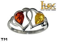 Jewellery SILVER sterling ring.  Stone: amber. TAG: hearts, modern; name: R-B32; weight: 2g.