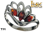 Jewellery SILVER sterling ring.  Stone: amber. Angel wings. TAG: nature, modern, signs; name: R-C94; weight: 2.9g.