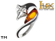 Jewellery SILVER sterling ring.  Stone: amber. Fox. TAG: animals, signs; name: R-E90; weight: 3.2g.