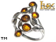 Jewellery SILVER sterling ring.  Stone: amber. classic
floral motif TAG: nature; name: R-H22-2; weight: 4.1g.